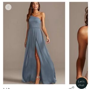 David's Bridal One-Shoulder Slate Gown